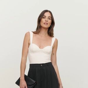 Reformation Adeline Knit Tank, Ivory, Medium, NWT